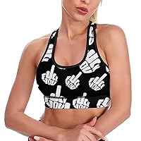 Fuck You Women's Sports Bra Wirefree Breathable Yoga Vest Racerback Padded Workout Tank Top