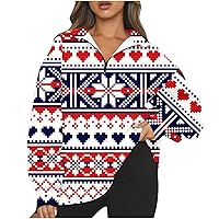 Women Ugly Christmas Printed Sweatshirts Half Zip Stand Collar Long Sleeve Xmas Pullover Oversized Casual Fall Tops