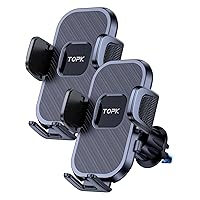 TOPK 2-Pack Phone Holders for Your Car [Wider Clamp & Metal Hook] Car Phone Mount [Thick Cases Friendly] Air Vent Clip Cell Phone Holder for Smartphone, iPhone, Automobile Cradles Universal