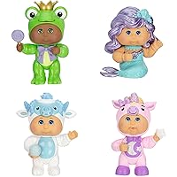 Cabbage Patch Kids Cutietown Fantasy Friends, 3”, 4-Figure Pack - Includes Mermaid, Yeti, Unicorn, Frog Prince - Grow Your Cabbage Patch