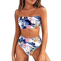 Pink Queen Women's Removable Strap Wrap Pad Cheeky High Waist Bikini Set Swimsuit