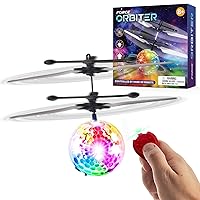 1 Pack Orbiter Flying Orb Ball Hand Operated Spinner Drones for Kids- Flying Ball Mini Hand Drone Toy with Remote, LED Hand Controlled Hover Orb Toy Indoor Fidget Ball Drone Floating UFO Drone