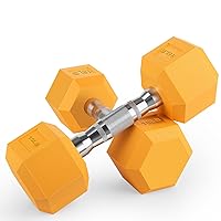 Portzon 8 Colors Options Compatible with Set of 2 Rubber Dumbbell Weight, 5-50 LB, Anti-Slip, Anti-roll, Hex Shape