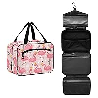 Cute Flamingo Toiletry Bag for Women Travel Makeup Bag Organizer with Hanging Hook Cosmetic Bags Hanging Toiletry Bag for Women Men Travel Bag for Toiletries Accessories Full Sized Container