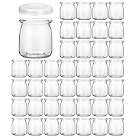 KAMOTA Glass Jars, 40 PACK 6 oz Clear Yogurt Jars With PE Lids, Glass Pudding Jars Yogurt Jars Ideal for Jam, Honey, Wedding Favors, Shower Favors(200ml)