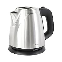 Chef'sChoice 673 Cordless Compact Electric Kettle in Brushed Stainless Steel Features Boil Dry Protection and Auto Shut Off Easy Pour, 1-Liter, Silver