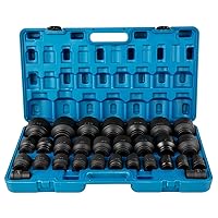 VEVOR Impact Socket Set 3/4 Inches 29 Piece Impact Sockets, 6-Point Sockets, Rugged Construction, CR-M0, 3/4 Inches Drive Socket Set Impact SAE 3/4 inch - 2-1/2 inch, with a Storage Cage