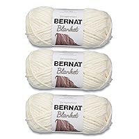 Bernat Blanket Vintage White Yarn - Pack of 5.3oz/150g - Polyester - #6 Super Bulky - 108 Yards - Knitting & Crochet, Chunky Chenille Yarn