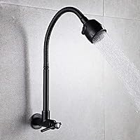 Water Bibcock Faucets,Wall Mount Can Be Rotated Kitchen Sink Supercharge Faucet Single Cold Tap Wall Vegetable Pot Taps Open Quickly Valve Water-Tap