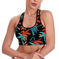 Coconut Tree Breathable Sports Bras for Women Workout Yoga Vest Underwear Crop Tops Gym