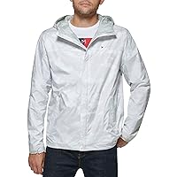 Tommy Hilfiger Men's Lightweight Breathable Waterproof Hooded Jacket, Ice Camo, Medium