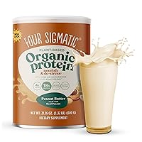 Four Sigmatic Organic Plant-Based Protein Powder Peanut Butter Protein with Lion’s Mane, Chaga, Cordyceps and More | Clean Vegan Protein Elevated for Brain Function and Immune Support | 21.16 oz