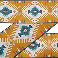 Orange Aztec Southwestern Fabric Laces for Crafts Printed Dupion Trim Fabric Sewing Border Ribbon Trims by 9 Yard 3 Inches