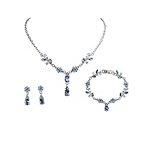 Faship Formal Rhinestone Floral Necklace Bracelet Earrings Set