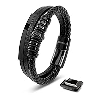 SERASAR Premium Leather Bracelet Men | Stainless Steel Magnetic Clasp | Three Colors | Jewelry Box Included