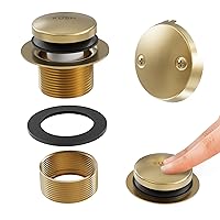 Gold Bathtub Drain Kit, Metal Tub Drain Trim Kit with 2-Hole Overflow Face Plate and Universal Fine/Coarse Thread Assembly, Brushed Gold