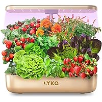 LYKO 12 Pods Hydroponics Growing System Kit, Indoor Garden w/Full-Spectrum 36W Grow Light, Indoor Herb Garden Automatic Timer, Height Adjustable 3.5L Water Tank, Gifts for Women (Gold)