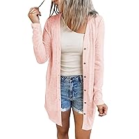 MEROKEETY Women's Open Front Lightweight Cardigan Long Sleeve Button Down Loose Outwear