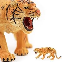 Gemini&Genius Safari Animal Figures Toys, Tiger Figurine Wildlife World Figures for Nature Science Learning, Jungle Animals Gifts for Kids