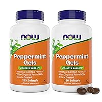NOW Peppermint Gels with Ginger Oil and Fennel Oil, 150 Softgels (Pack of 2), Enteric Coated