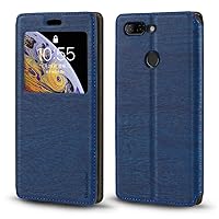 Lenovo K5S Case, Wood Grain Leather Case with Card Holder and Window, Magnetic Flip Cover for Lenovo K5S