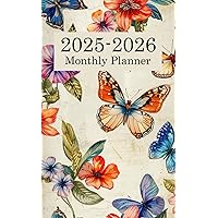 2025-2026 Pocket Calendar: Find Motivation Every Day with Our Small Size Vintage Butterfly & Floral Two-Year 2025-2026 Monthly Planner for Purse.