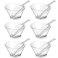 Clear Serving Bowls and Plastic Acrylic Kitchen Scoops Disposable Bowls Popcorn Scoops Angled Candy Bowl Small Scoops for Salad Laundry Cooking Parties Office Snack Canisters(210 ml, 12 Pcs)
