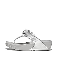 FitFlop Women's Lulu Padded-Knot Metallic-Leather Toe-Post Sandals Wedge
