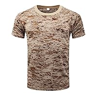 Mens Classic Tactical Tee Shirts Quick Dry Short Sleeve Camo Military Shirts Crewneck Collared Hiking Hunting Cotton Top