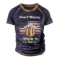 Mens Shirts Casual,Plus Size Vintage Loose Top Summer Short Sleeve Printed T Shirt Outdoor Casual Tees Blouse