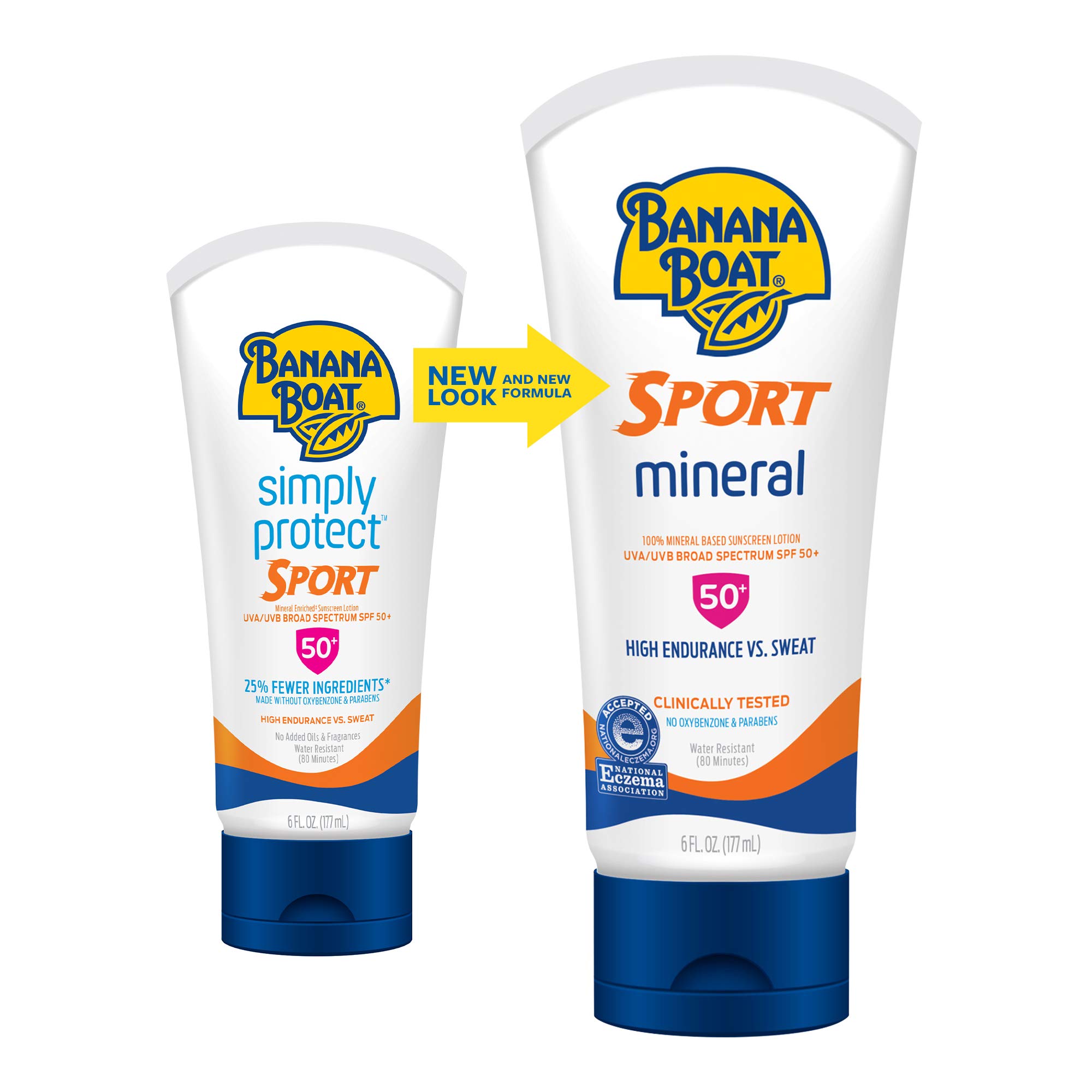 Banana Boat Sport 100% Mineral Sunscreen Lotion, Broad Spectrum, SPF 50+, 6 Fl Oz (Pack of 1)