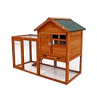 Pets Coop Super Strength Natural Solid Wood Rabbit Hutch Pet House Chicken Nesting Box (47.8”L X 24.4”W X 36.3”H) Natural One Size