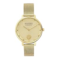 Versus Versace La Villette Collection Luxury Womens Watch Timepiece with a Gold Bracelet Featuring a Gold Case and Gold Dial