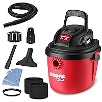 2.5 Gallon 2.5 Peak HP Wet/Dry Vacuum, Portable Compact Shop Vacuum with Collapsible Handle Wall Bracket & Multifunctional Attachments for Home, Jobsite. 2036000