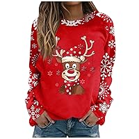 Women's Christmas Sweaters Fashion Casual Round Neck Long Sleeve Print Raglan T-Shirt Top Sweaters, S-3XL