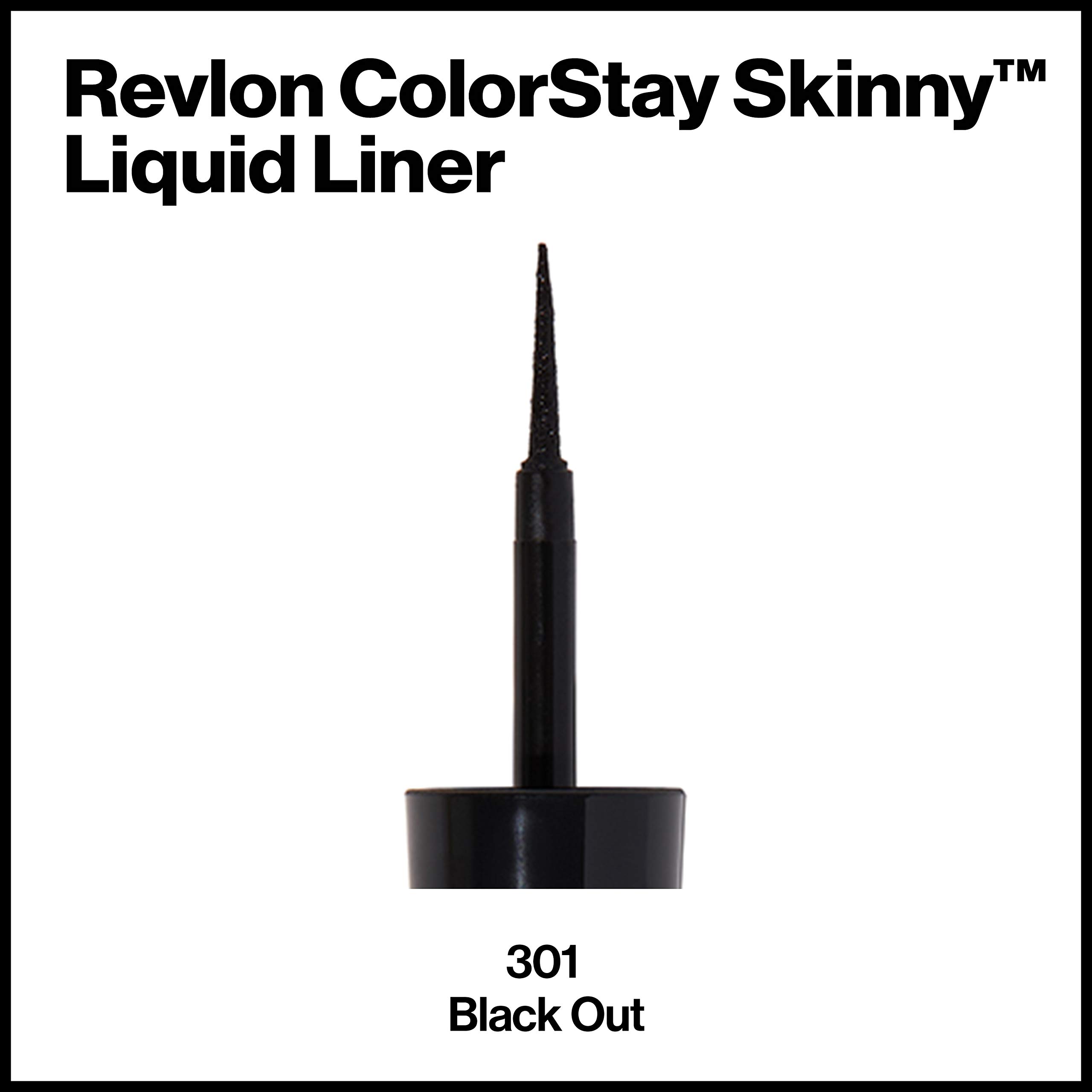 Revlon Skinny Liquid Eyeliner, ColorStay Eye Makeup, Waterproof, Smudgeproof, Longwearing with Ultra-Fine Tip, 301 Black Out, 0.08 Fl Oz (Pack of 1)