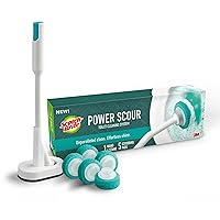Scotch-Brite Power Scour Toilet Cleaning System, Toilet Bowl Cleaner with Disposable Scrub Pad Tablets, Includes 1 Wand, Stand and 5 Scrubbing Pad Refills