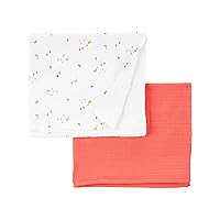 Simple Joys by Carter's Neutral's 2-Pack Cotton Gauze Blanket, Peach/Ivory Duck, OSZ