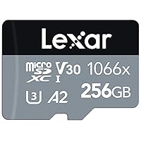 Professional 1066x 256GB Micro SD Card, UHS-I Card w/ SD Adapter SILVER Series, Up to 160MB/s Read, for Action Cameras, Drones, High-End Smartphones and Tablets (LMS1066256G-BNAAG)