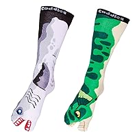 Coddies Two Toe Fish Socks (2 PK) - Funny Socks, Novelty Socks, Bass and Shark Sock Design - Unisex Adult Funny Socks, Fun Mens Dress Socks