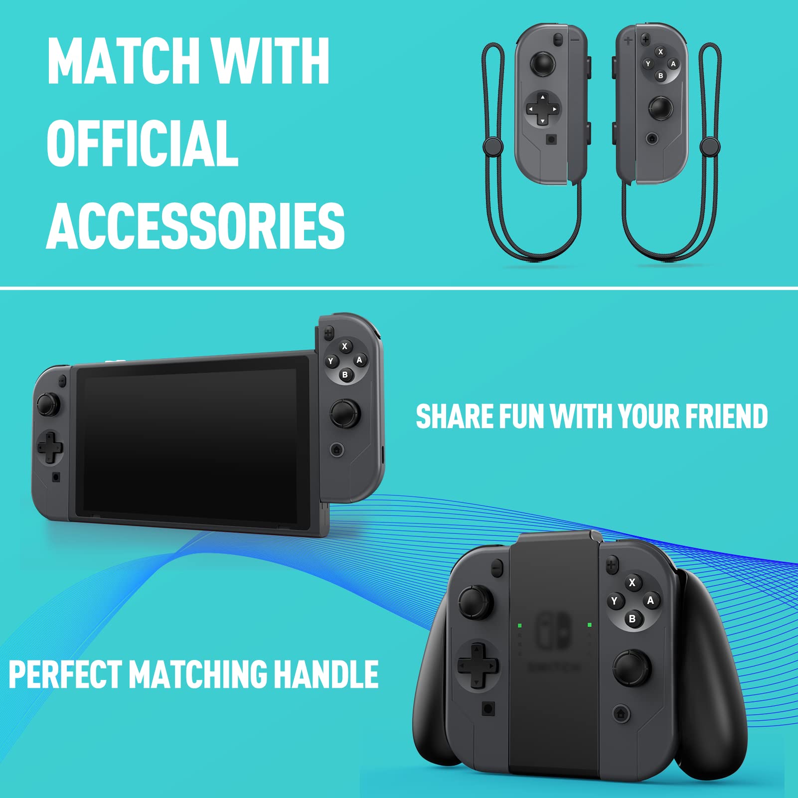 YCCTEAM Wireless Joypad Controller Compatible with Switch, Replacement for Switch Joy Con, Wireless Left and Right Controllers Support Motion Control/Dual Vibration