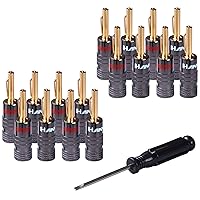 Speaker Wire Banana Plugs (8 Pairs, 16 Plugs) 24K Gold Plated Dual Screw Lock Speaker Connector, Banana Pins Plug for Home Theater, Audio/Video Receiver Sound Systems