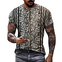 Men's Slim Fit Hipster T-Shirt Vintage Aztec Printed Street Soldier Tee Tops Muscle Workout Short Sleeve Sweatshirt