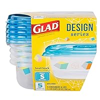GladWare Design Series Food Storage Containers 9 Oz, 5 Ct | Small Snack Containers for Snacks & Small Meals, Food Storage from Glad | Glad Plastic Food Containers with Lids, Plastic Food Storage