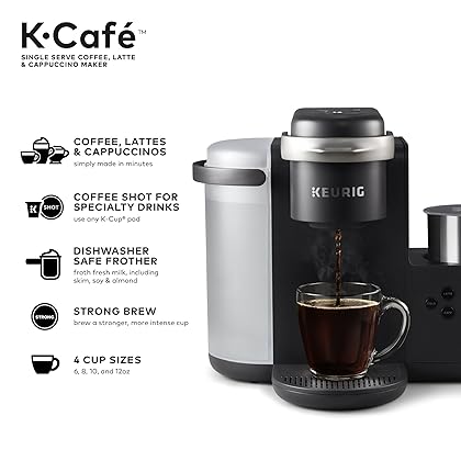 Keurig K-Cafe Single Serve K-Cup Coffee, Latte and Cappuccino Maker, Dark Charcoal