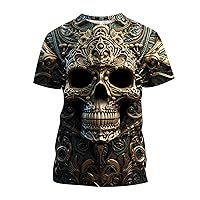3D Skull T Shirt Halloween 3D Printed Funny T Shirts Mens Horror Nightmare Short Sleeve Shirt for Mens
