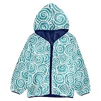 Big Girls Jackets With Sherpa Lining Blue Swirls Watercolor Children Coats For Toddler Girls Navy Blue Baby Girl Zip