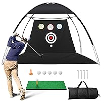 Golf Net, 10x7ft Golf Practice Net Backyard Driving, Golf Driving Range, Golf Swing Net, All in 1 Home Golf Hitting Aid Nets with Target/Golf Mat/Balls/Tee/Bag - Gift for Men boy/Golf Lovers