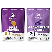 Jungle Powders Premium Bundle: Freeze-Dried Plum Powder 3.5oz & Black Currant Powder 5oz - Natural Unsweetened Superfood Powders for Smoothies, Baking, Flavoring, GMO-Free & Additive-Free