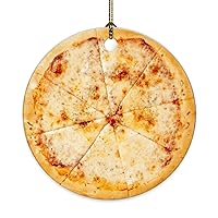 Pizza Christmas Ornaments Italian Pizza with Mozzarella Christmas Tree Decoraions Ornaments Funny for Pizza Lovers Best Realistic Food Ceramics Ornaments Double-Side 3